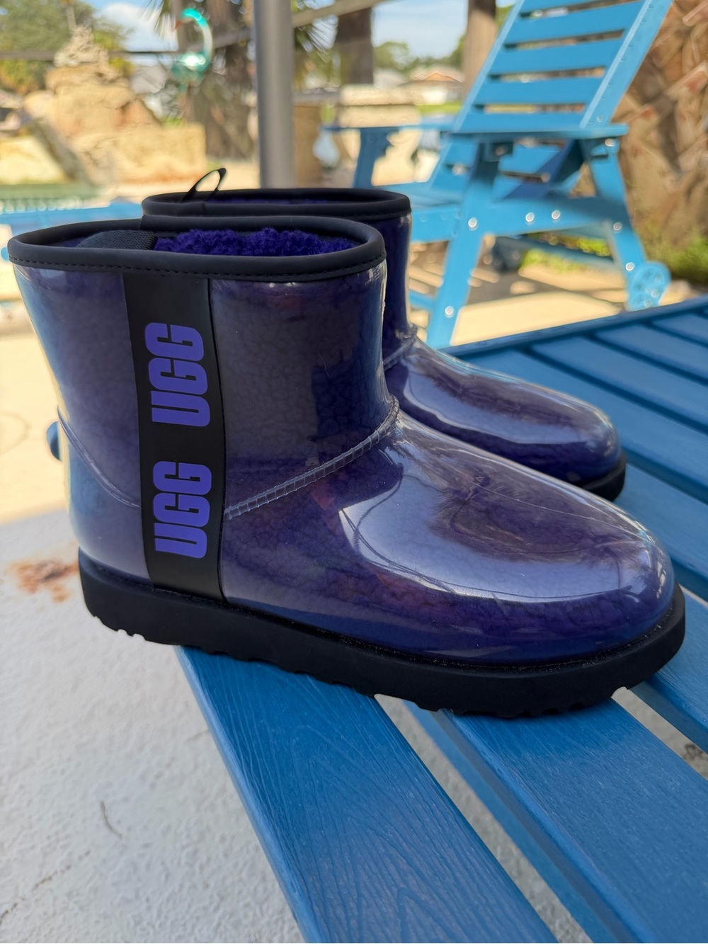 UGG Kids Purple Glossy Short Rain Boots